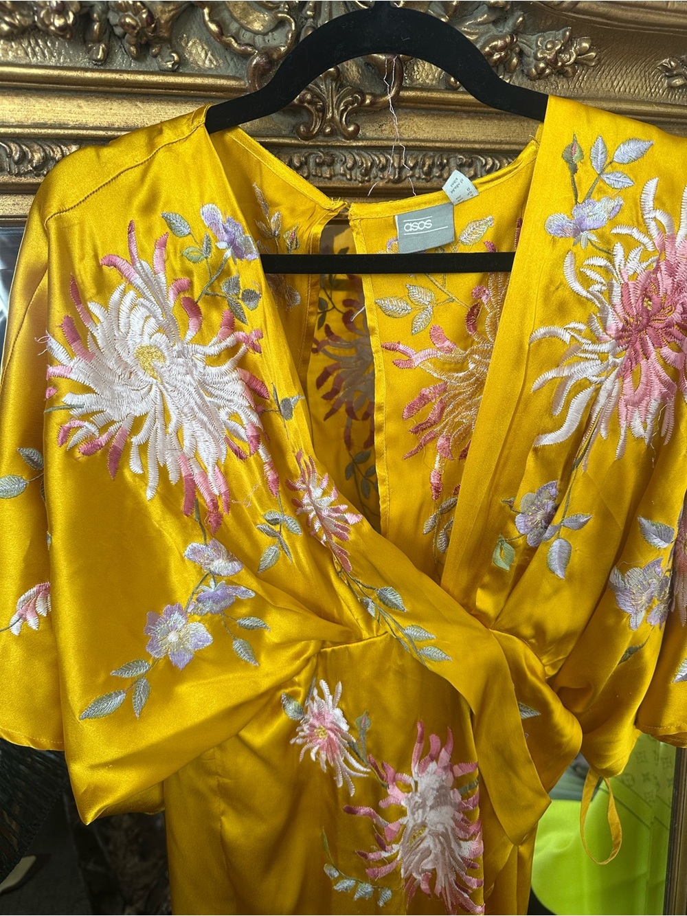 ASOS Marigold Silk Dress w/ Embroidery - Picture 3 of 7